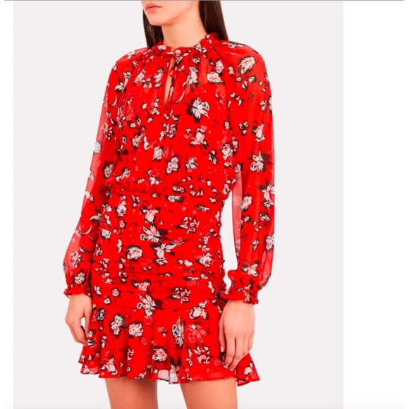 VERONICA BEARD Alena Ruched Floral Dress (D4) - Picture 6 of 11